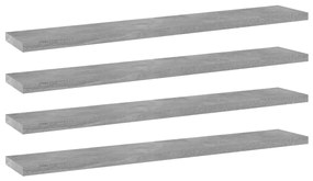 4 db betonszürke szerelt fa könyvespolc 60 x 10 x 1,5 cm
