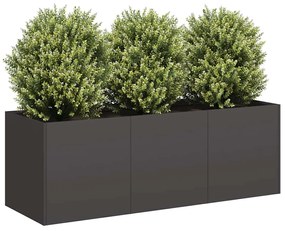 fekete virágláda, hidegen hengerelt acél, 120 x 40 x 40 cm