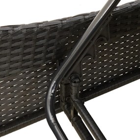 fekete polyrattan napozóágy párnával 60x205x73 cm