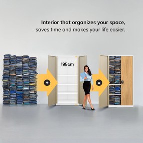 Iratszekrény fehér/arany tölgy: Eco Design JAN H