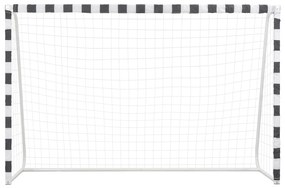 vidaXL fekete-fehér fém focikapu 300 x 200 x 90 cm
