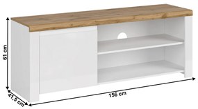 VILGO 1D160 TV-asztal, fényes fehér