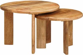vidaXL Fészkelt Kávézó Asztalok 2 pcs Barna Tömör Mangófát
