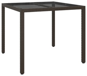 Kert étkezőasztal barna 90x90x75 cm polirattan