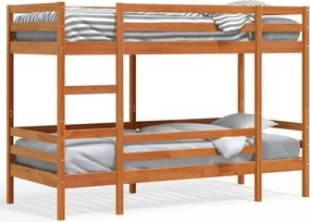 vidaXL viaszbarna tömör fenyőfa emeletes ágy 90x190 cm