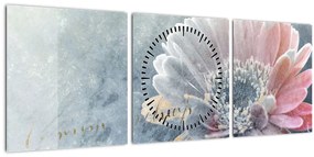 Kép - téli virág (órával) (90x30 cm)