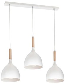Csillár zsinóron NOAK WOOD 3xE27/15W/230V fehér/bükkfa