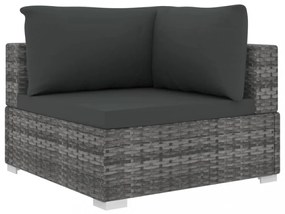 vidaXL 4-részes szürke polyrattan kerti bútorszett párnákkal