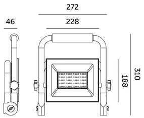 LED hordozható reflektor TIGRA LED/100W/4000K IP54 fekete/sárga