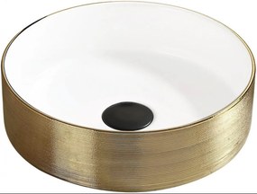 Mexen Clarisa   mosdó pultra helyezhetö  36 x 36 cm, fehér/arany  - 22073655 Pultra építhető