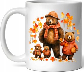 Macis Bögre -bájos Mackó Család- Őszi Hangulat Kerámia Doboz 330ml