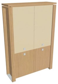 Verno+ magas szekrény 140 x 46 x 210 cm, kombinált ajtó, világos tölgy / vanília