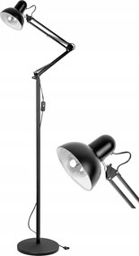 Álló Padló Lámpa Olvasó Nappaliba Nagy Menetes E27 182cm Fekete