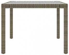 szürke polyrattan és edzett üveg kerti asztal 190 x 90 x 75 cm