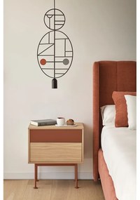 Yoko téglavörös éjjeliszekrény tölgyfa dekorral - Teulat