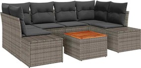 vidaXL Kerti Kanapé Szett párnával 7 pcs Szürke polirattan