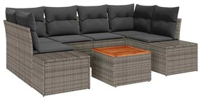 vidaXL Kerti Kanapé Szett párnával 7 pcs Szürke polirattan