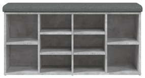 betonszürke szerelt fa cipőtároló pad 102 x 32 x 50 cm