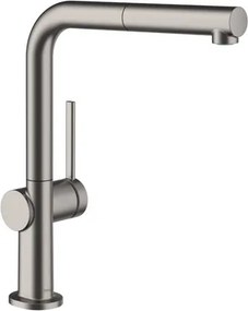 Hansgrohe Talis mosogató csaptelep kihúzható zuhanyzóval csiszolt fekete króm 72845340