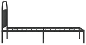 fekete fém ágykeret fejtámlával 75 x 190 cm