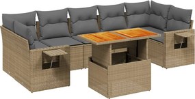 vidaXL 8 részes bézs polyrattan kerti ülőgarnitúra párnával