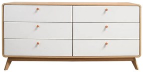 Fehér-natúr színű alacsony komód tölgyfa dekorral 150x74 cm Caitlin – Støraa