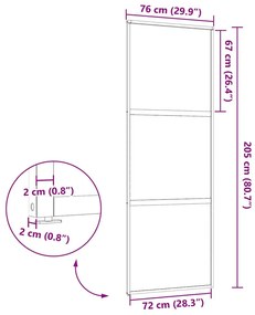 Csúszó ajtó Fekete 76 x 205 cm Edzett üveg és Alumínium