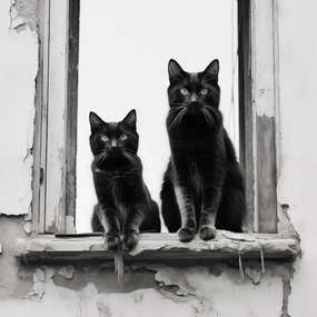 Poszter 80x80cm Őrtorony az ablakpárkányon