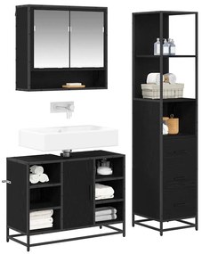 Fürdőszoba bútor szett 3 pcs Musta tammi 35 x 37.5 x 166 cm