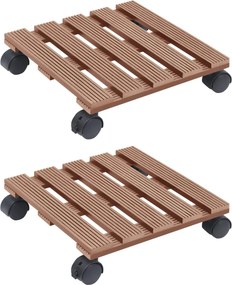 vidaXL 2 db barna WPC görgős virágtartó 30 x 30 x 7,5 cm