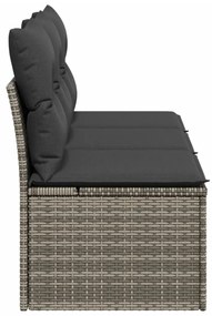 3 személyes szürke polyrattan kerti kanapé párnával