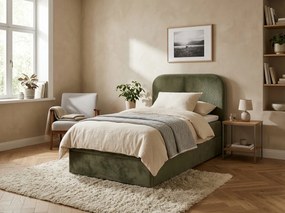 Kárpitozott boxspring ágy FORENA 90x200 cm sötétzöld Matrac: Bonell rugós matrac