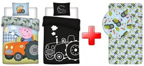 Peppa malac George's Tractor sötétben világító ágyneműhuzat és gumis lepedő szett