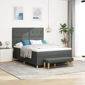 Boxspring Ágy Matraccal és Pad Dark Grey 140x200 cm Szövet