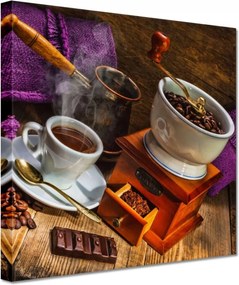 Vászonkép 20x20 Lila kávés zsákok