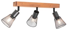 Ipari reflektor fekete fával 3-lámpás - Kristina