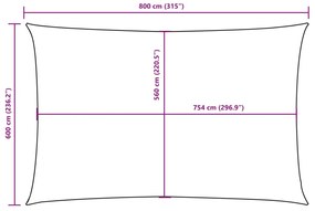 krémszínű téglalap alakú oxford-szövet napvitorla 6 x 8 m