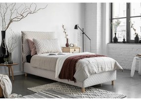 Bézs kárpitozott egyszemélyes ágy ágyráccsal 90x200 cm Sleepy Luna – Miuform