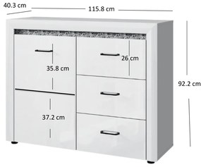 Komód Wanetta (fényes fehér). Akció -16%. 1053376