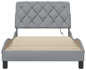 világosszürke szövet ágykeret LED-ekkel matrac nélkül 100x200cm