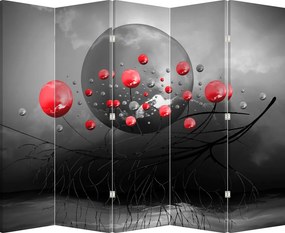Paraván - Piros absztrakt gömbök (210x170 cm)