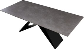 Kihúzható étkezőasztal, beton/fekete, 160-200x90 cm, MAJED