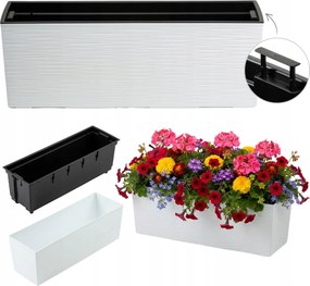 Hosszúkás Virágtartó Fehér 56x19 cm kertbe erkélyre virágágyás betéttel