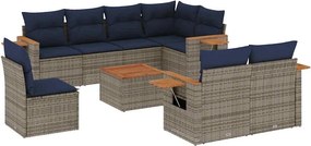 vidaXL 9 részes szürke polyrattan kerti ülőgarnitúra párnával