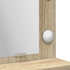 LED-es sminktükör Sonoma tölgyből 79x41x135 cm