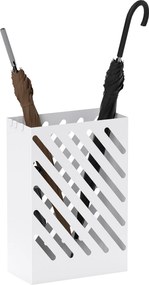 HOMCOM Esernyőtartó 4 Horgos és Vizesedő Tálcával, Acél, 28 x 14 x 41 cm, Fehér | Aosom