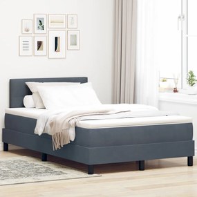 Boxspring Ágy Matraccal Sötétszürke 120x200 cm Bársony