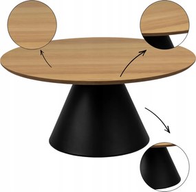 Kerek Dohányzóasztal Só 85 cm fekete-bézs modern nappali asztal