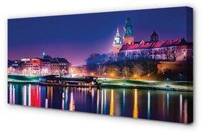 Canvas képek Krakow City éjszaka folyó 100x50 cm