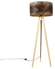 Állólámpa háromlábú természetes leopárd mintás árnyékolóval 50 cm - Tripod Classic